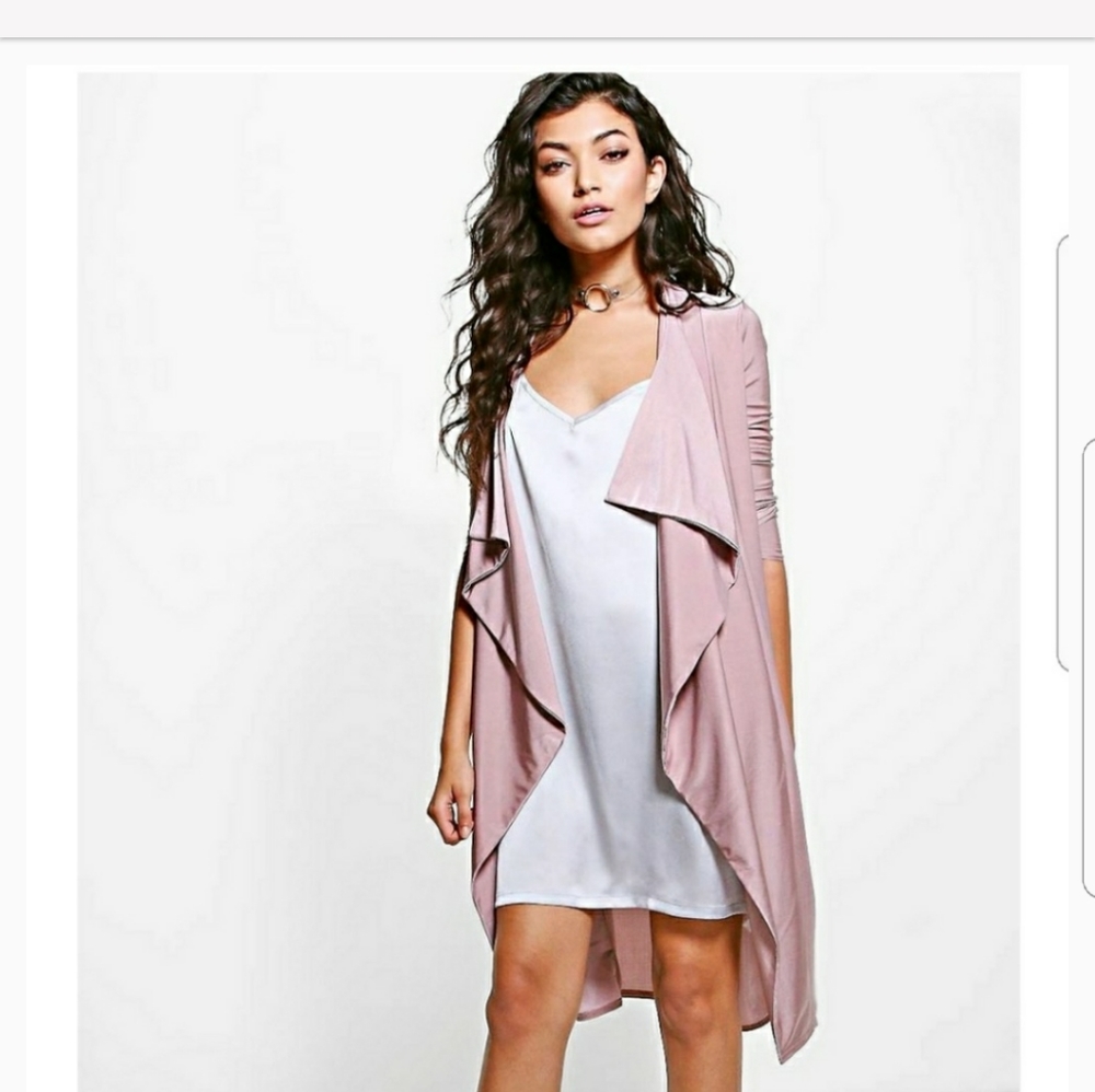 Boohoo Waterfall Cardigan (Mauve)